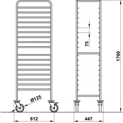 Chariot pour bac GN 1/1 ROCAM 039001/1L18IN