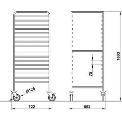 Chariot pour plaque et plateau GN 2/1 ROCAM 039002/1C16IN