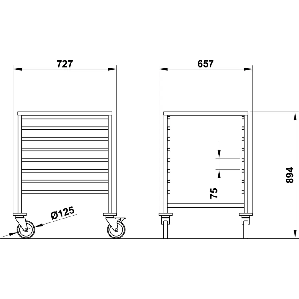 Chariot pour plaque et plateau GN 2/1 ROCAM 039002/1C08IN