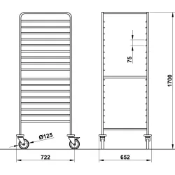Chariot pour plaque et plateau GN 2/1 ROCAM 039002/1L18IN