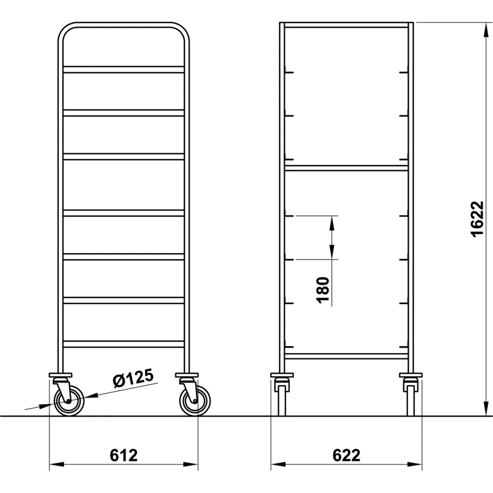 Chariot pour panier de lave-vaisselle avec étagère à assiettes ROCAM 03900VEGA50IN