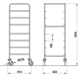 Chariot pour panier de lave-vaisselle avec étagère à assiettes ROCAM 03900VEGA50IN