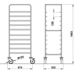 Chariot pour plaque de pâtisserie 600x400 ROCAM 03900TE/L10IN