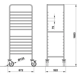 Chariot pour plaque de pâtisserie 600x400 ROCAM 03900TE/L16IN