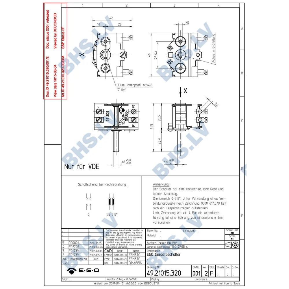 Sélecteur rotatif LF L5036256