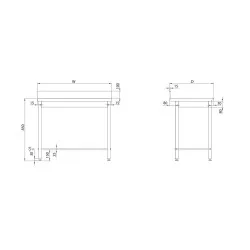 Table facile à monter sans étagère, profondeur 600 mm GREDIL 950026060