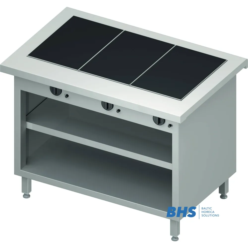 Comptoir avec surface céramique chauffante et étagère Stalgast BHS233111