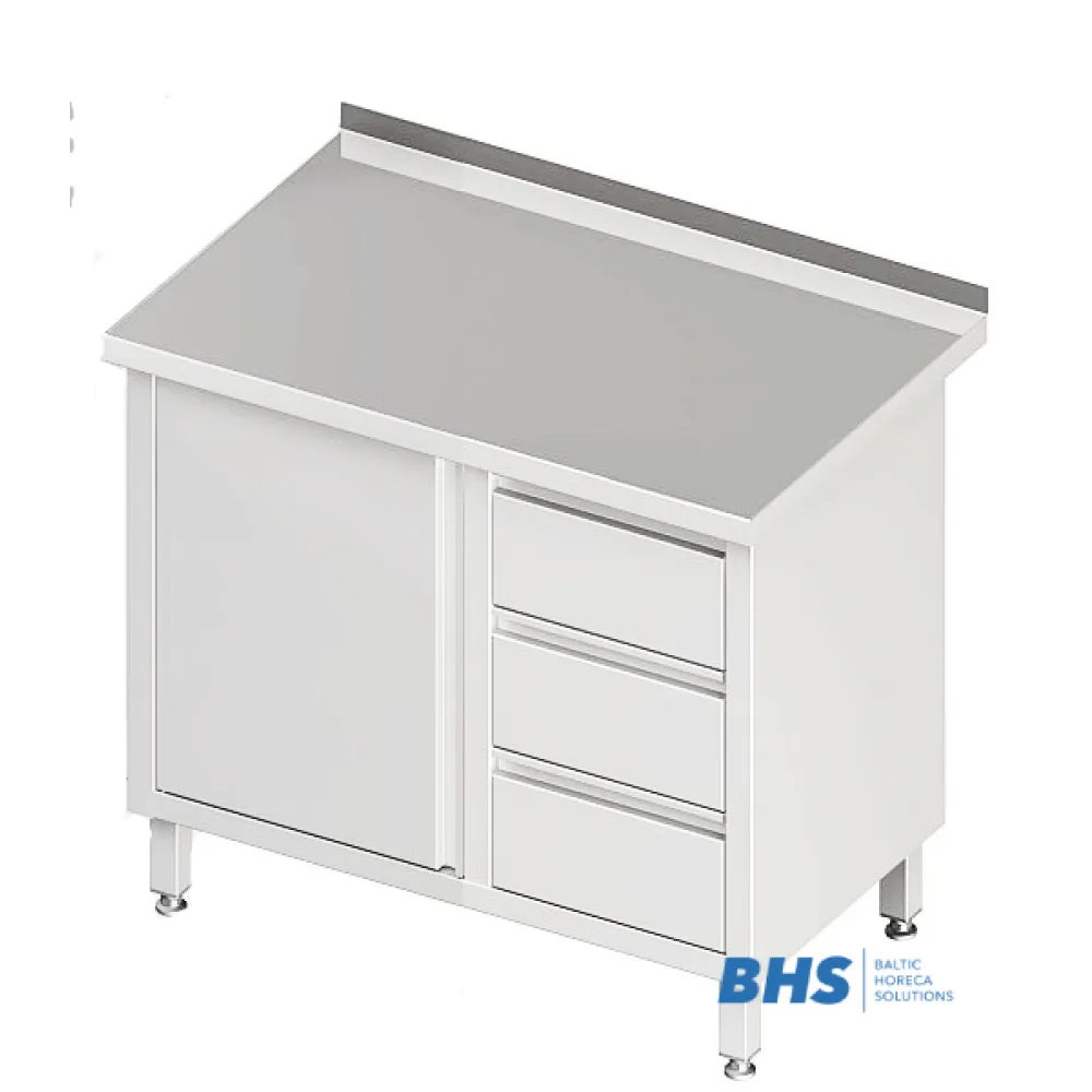Table de travail avec 3 tiroirs et 2 portes Stalgast 980436100