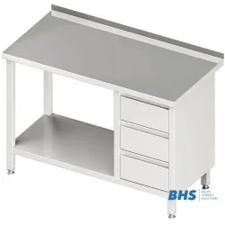 Table de travail avec trois tiroirs et étagère Stalgast 980396080
