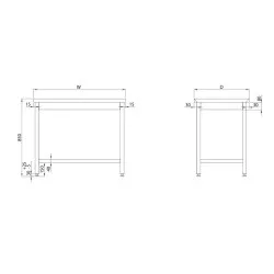 Table centrale facile à assembler avec étagère, profondeur 600 mm GREDIL 950106060