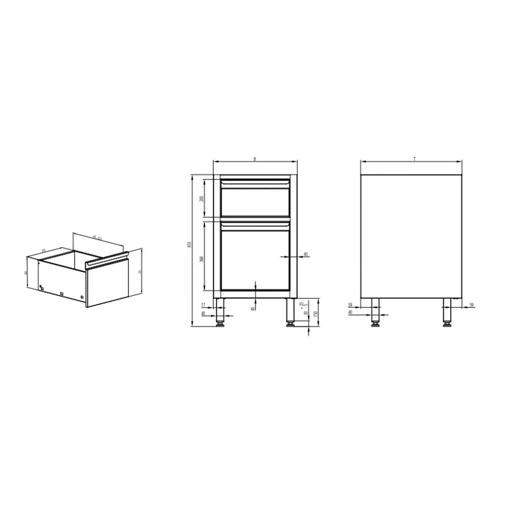 Module de mobilier en inox BHS-HoReCa 983595045K