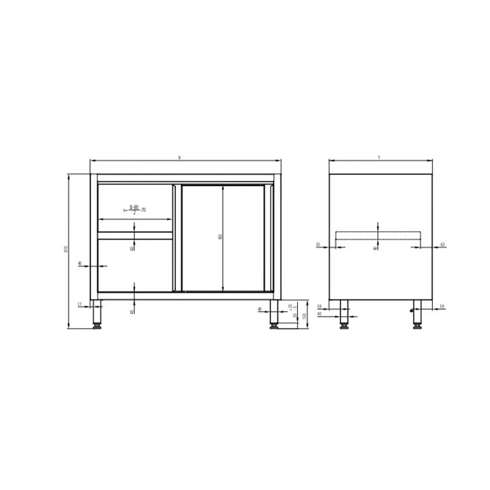 Module de mobilier en inox BHS-HoReCa 983585080K