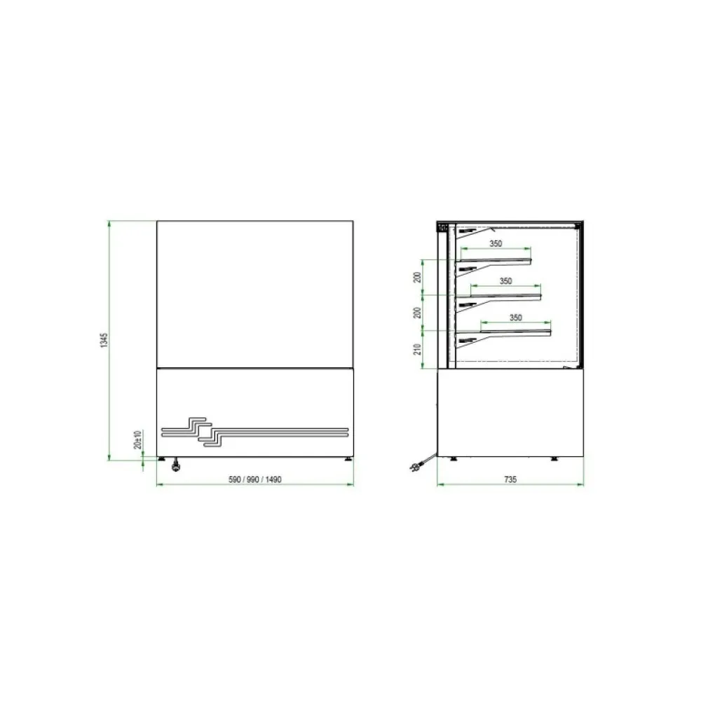 Vitrine de pâtisserie UNIS COOL CUBE-II-1000-GRABnGO