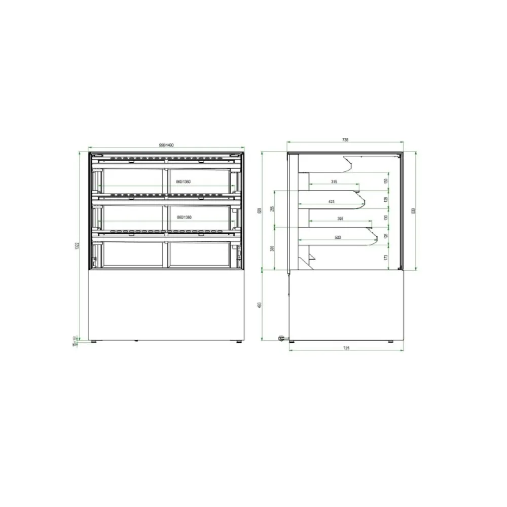Vitrine de pâtisserie UNIS COOL CUBE-II-1500-STATIC