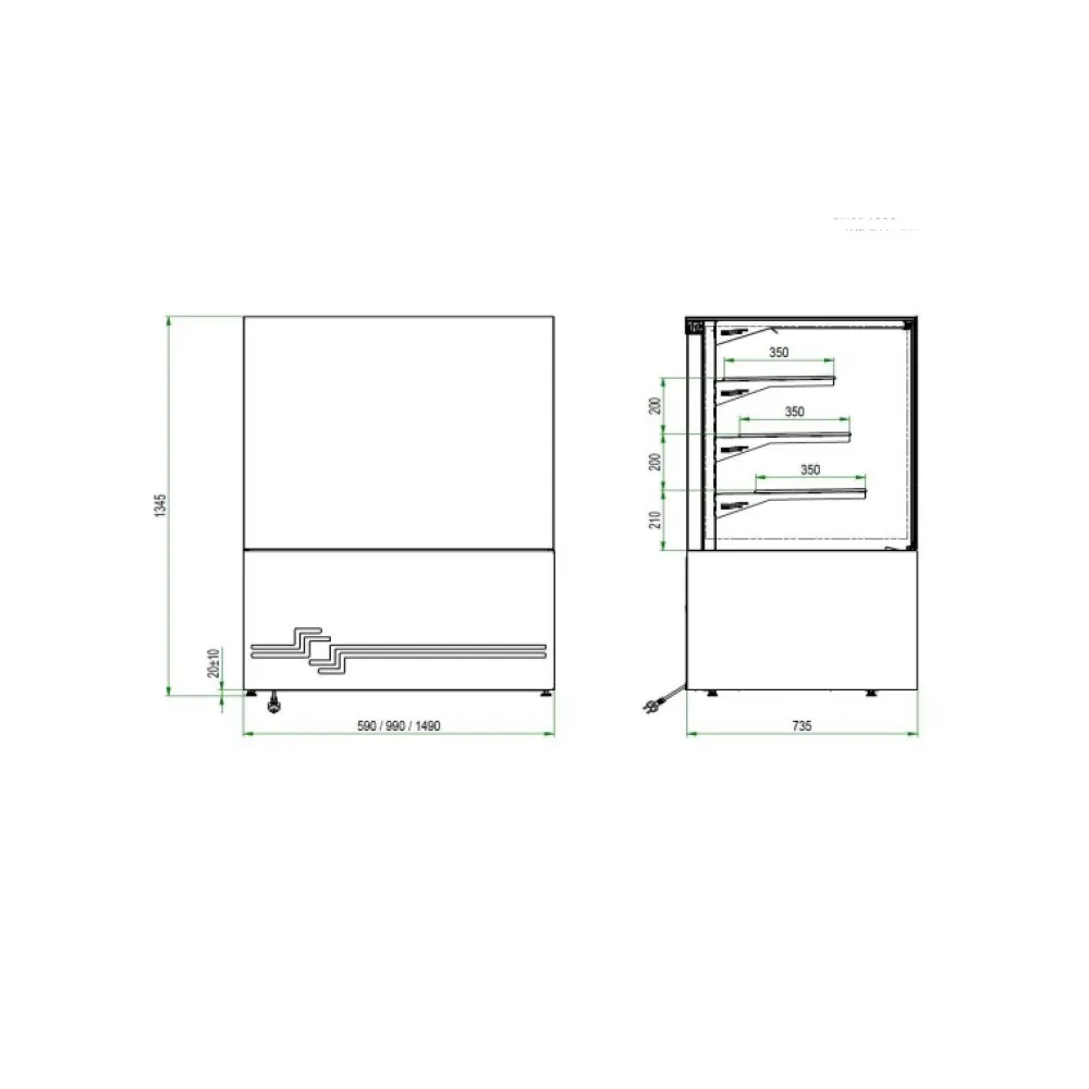 Vitrine de pâtisserie UNIS COOL CUBE-II-1500-GRABnGO