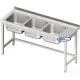 Table métallique avec trois éviers sans étagère Novameta BHS-BPLA30-160/60/85