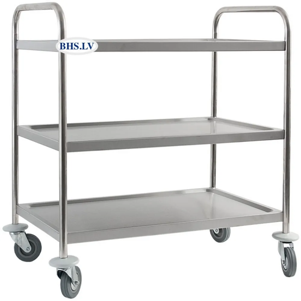 Chariot de transport alimentaire en acier inoxydable, 3 étagères Stalgast 661030