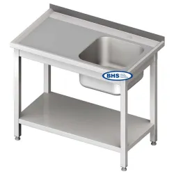 Table de travail en acier inoxydable avec évier et étagère Novameta BHS-PLA-270/60/85