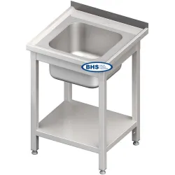 Table de travail en acier inoxydable avec évier et étagère Novameta BHS-PLA-60/60/85