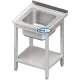 Table de travail en acier inoxydable avec évier et étagère Novameta BHS-PLA-60/60/85