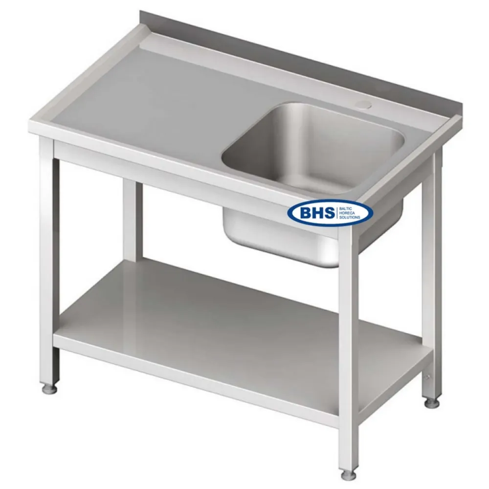 Table de travail en acier inoxydable avec évier et étagère Novameta BHS-PLA-120/60/85