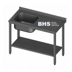 Table de travail en acier inoxydable avec évier et étagère Novameta BHS-PLA-180/60/85