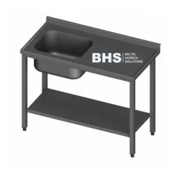 Table de travail en acier inoxydable avec évier et étagère Novameta BHS-PLA-150/60/85