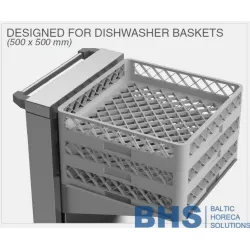 Chariot pour panier de lave-vaisselle avec étagère à assiettes Novameta BHS-VTBD1-52-63-90