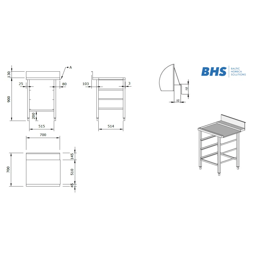 Table de sortie de lavage pour 3 paniers Novameta BHS-BR3-70/70/90