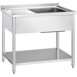 Table en acier inoxydable avec évier et étagère GREDIL 673306