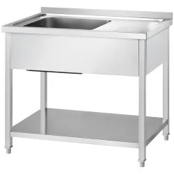 Table en acier inoxydable avec évier et étagère GREDIL 674106