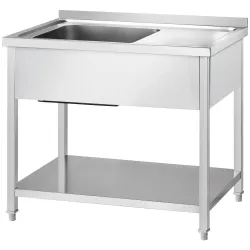 Table en acier inoxydable avec évier et étagère GREDIL 674127