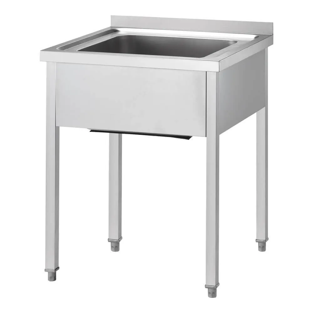 Table en acier inoxydable à un bac sans étagère GREDIL 673466