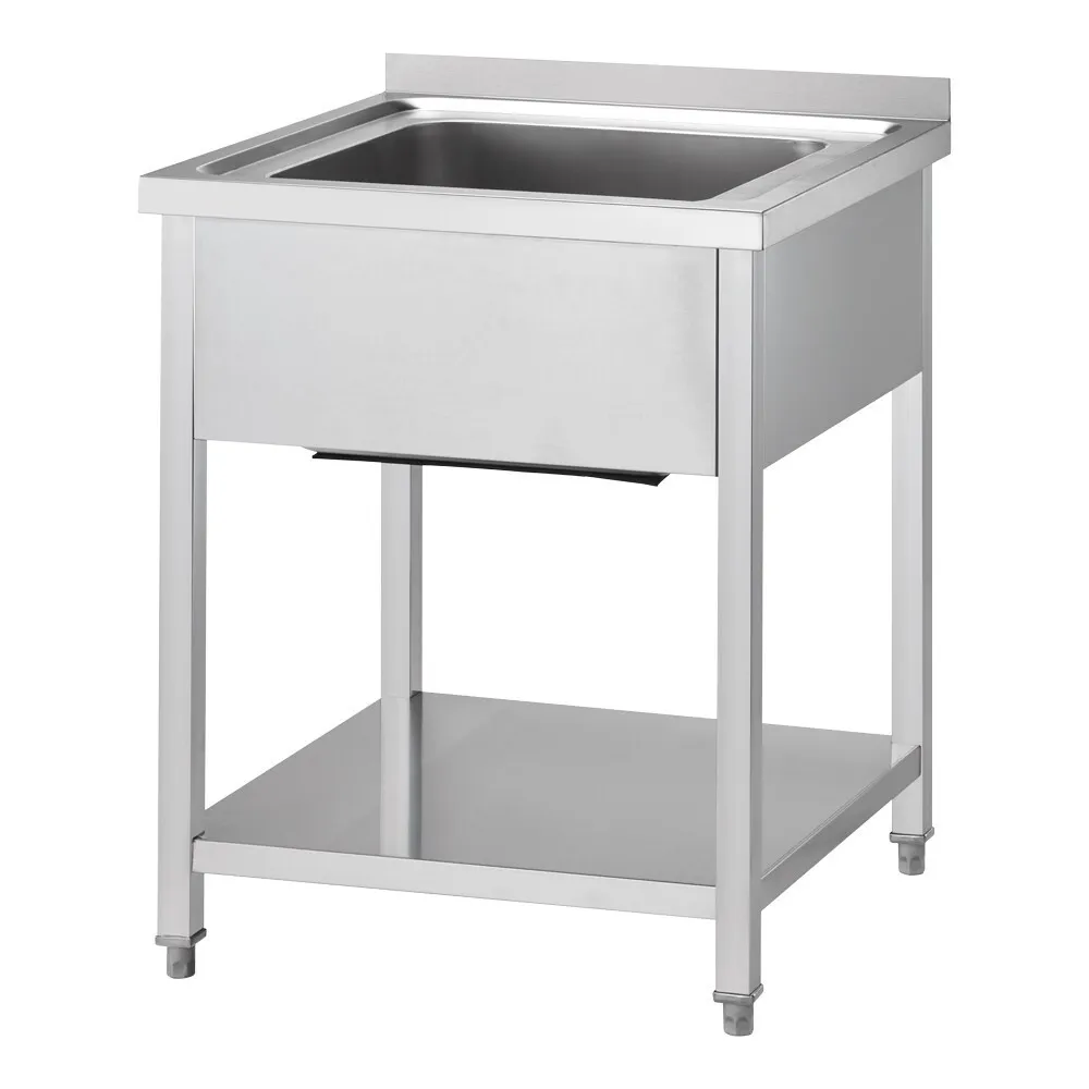Table en acier inoxydable avec évier et étagère GREDIL 674066