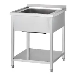 Table en acier inoxydable avec évier et étagère GREDIL 674066