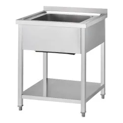 Table en acier inoxydable avec évier et étagère GREDIL 674067