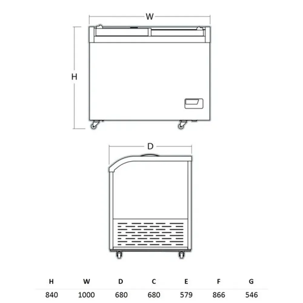 Congélateur coffre vitrine SCANDOMESTIC 224244SIF300GC