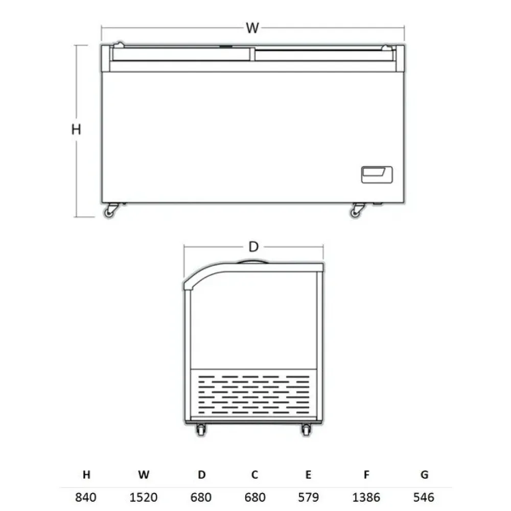 Congélateur coffre vitrine SCANDOMESTIC 224244SIF500GC