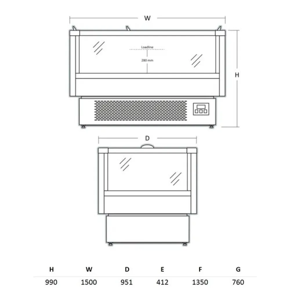 Vitrine horizontale d'impulsion SCANDOMESTIC 673113IMC1500BD