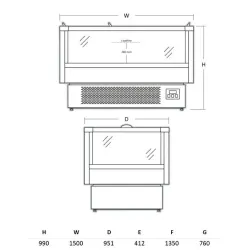 Vitrine horizontale d'impulsion SCANDOMESTIC 673113IMC1500BD