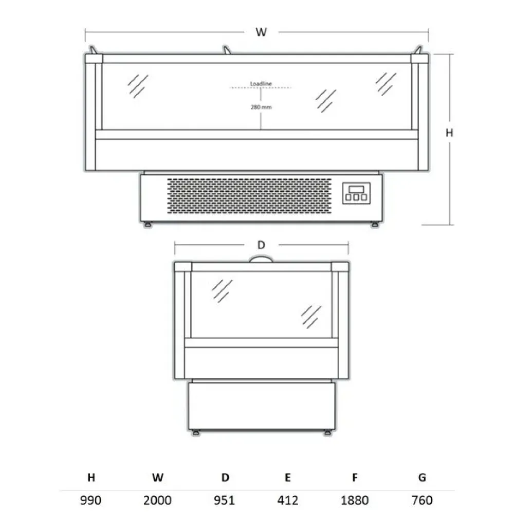 Vitrine horizontale d'impulsion SCANDOMESTIC 673113IMC2000BD