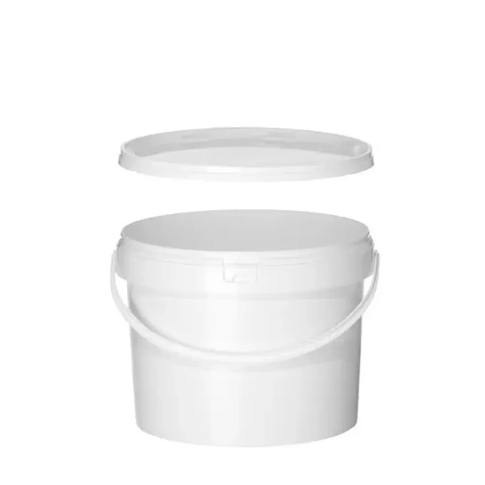 Seau en polypropylène avec couvercle, 11,3 L, blanc