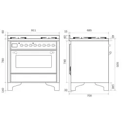 Cuisinière ILVE M096DNE3