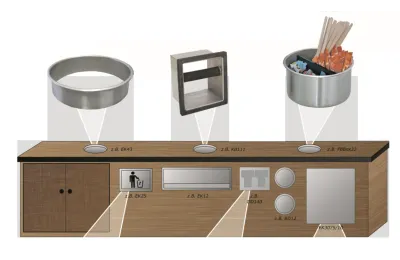 Mobilier et organiseurs pour le confort des clients