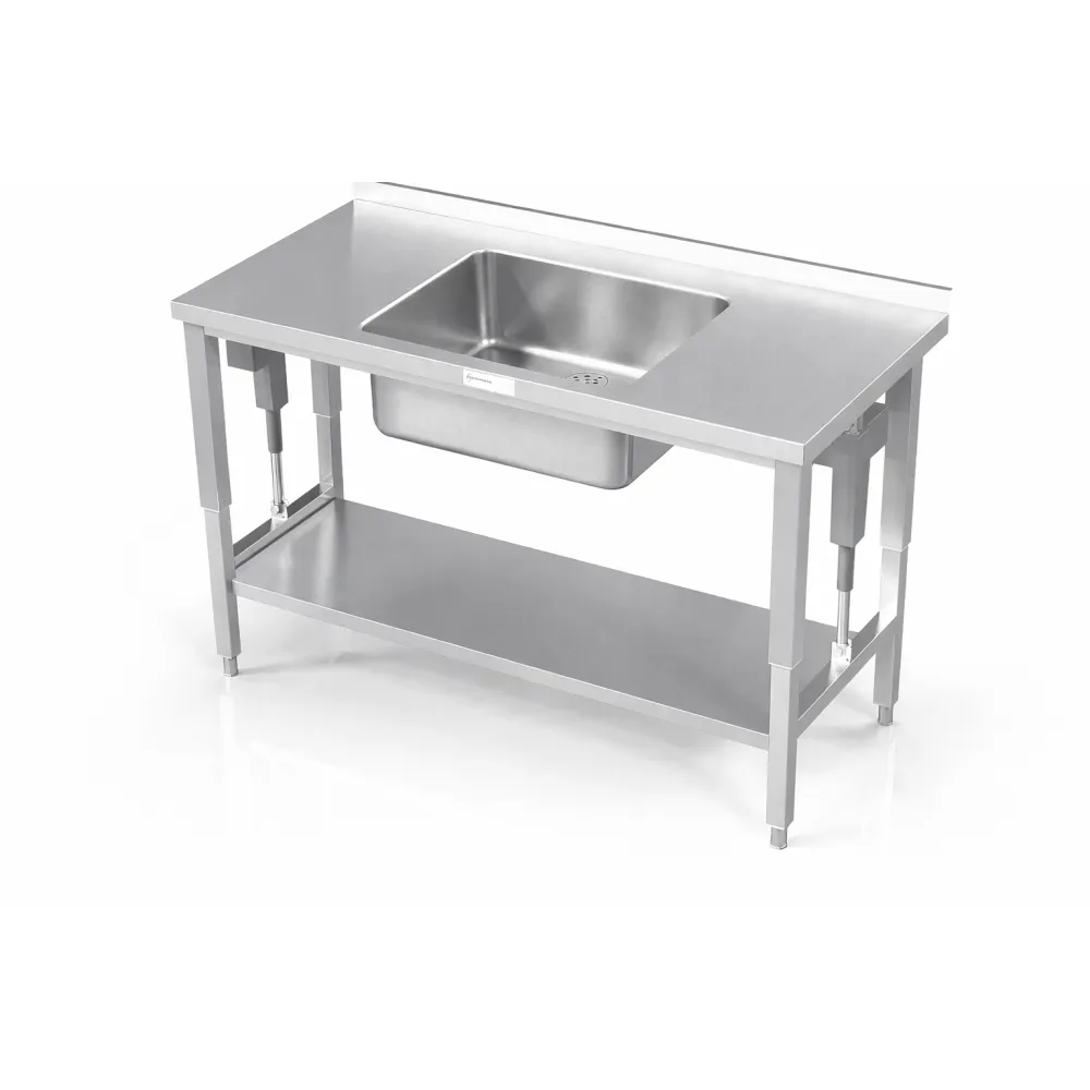 Table en métal avec dessus ajustable et évier Novameta BHS-IRRV-110/60/90