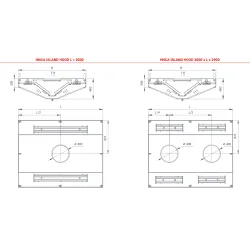 Hotte de ventilation centrale pour îlot avec filtres Novameta HNCA-140-140-48