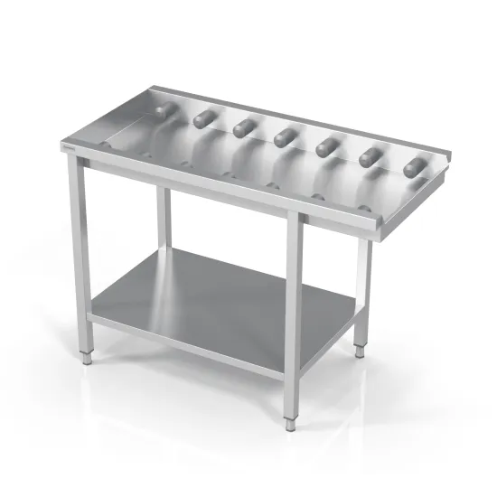 Table avec étagère, petits rouleaux