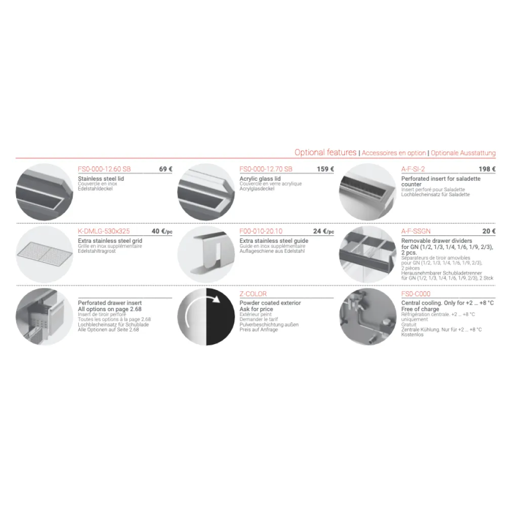 Table réfrigérée à salades Novameta FS0-E101-94/70/90