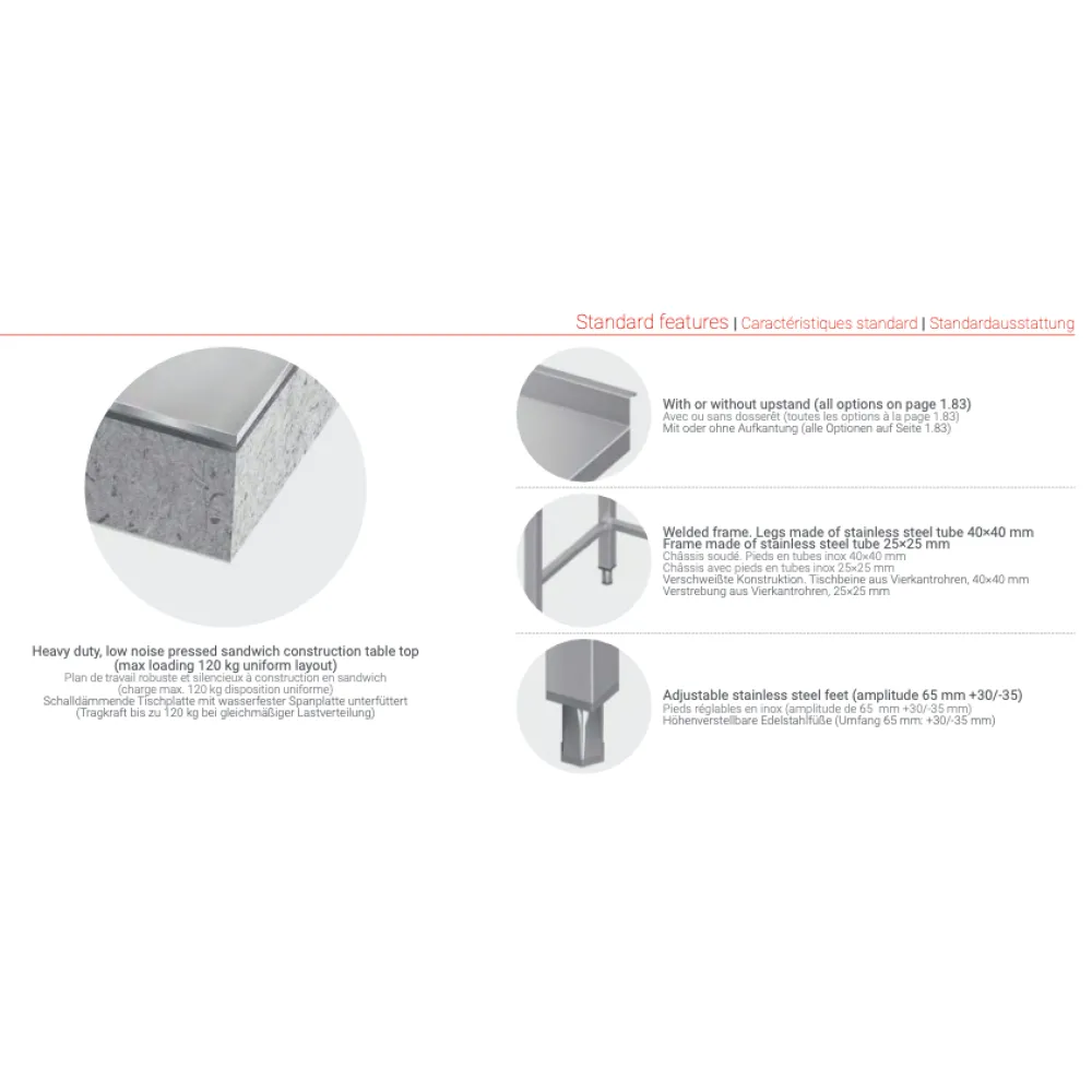 Table de travail en acier inoxydable avec évier et étagère Novameta BHS-PLA-150/60/85