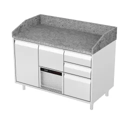 Table réfrigérée avec plan de travail en granit Novameta FM0-E240-130/70/90